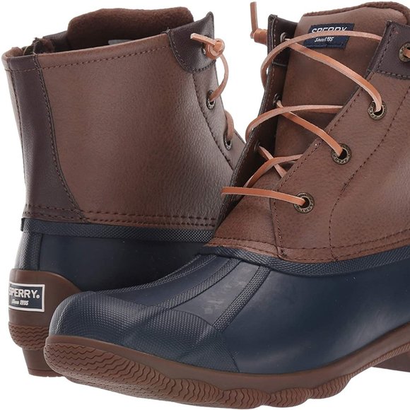 Sperry Women’s Syren Gulf Waterproof Lace Up Duck Boots Tan Navy, Size 10 - Picture 8 of 12